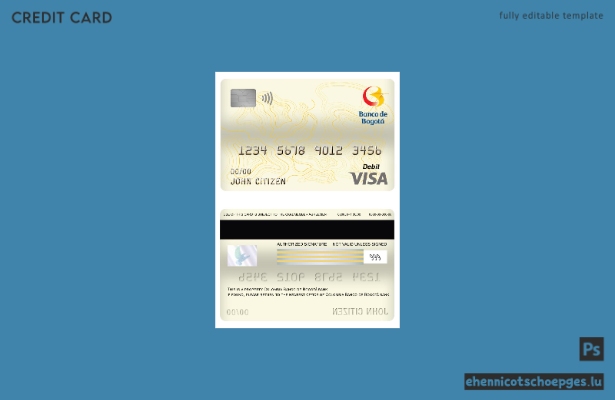 Beispielvorschau der Visa-Debitkarte der Bank Colombia Banco de Bogota